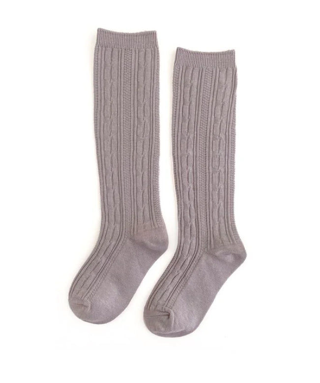 Cable Knit Knee High- Dove