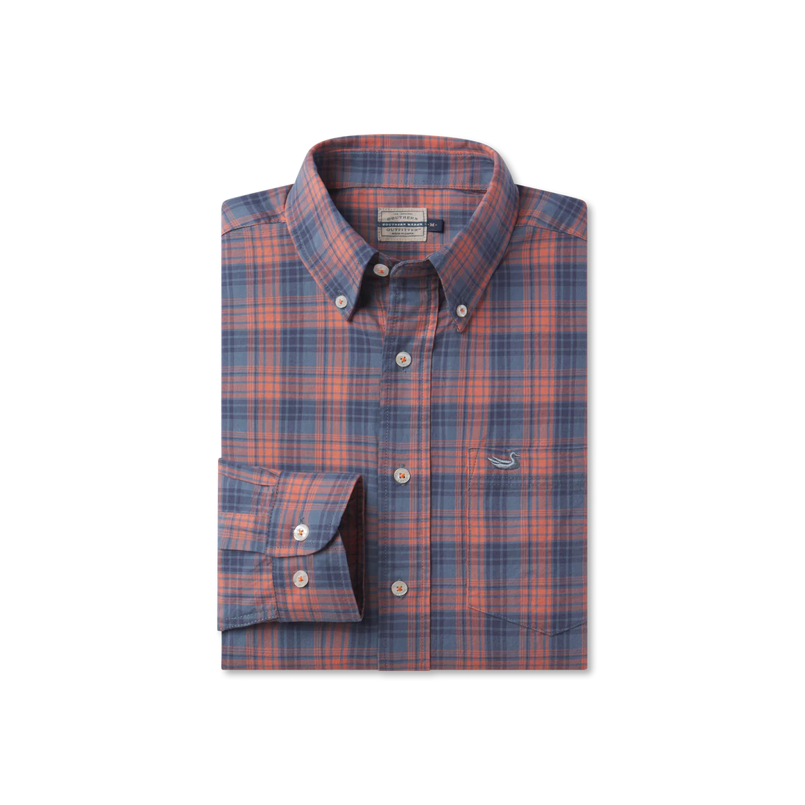 Holly Ridge Washed Dress Shirt - Burnt Red and Mt Pruple