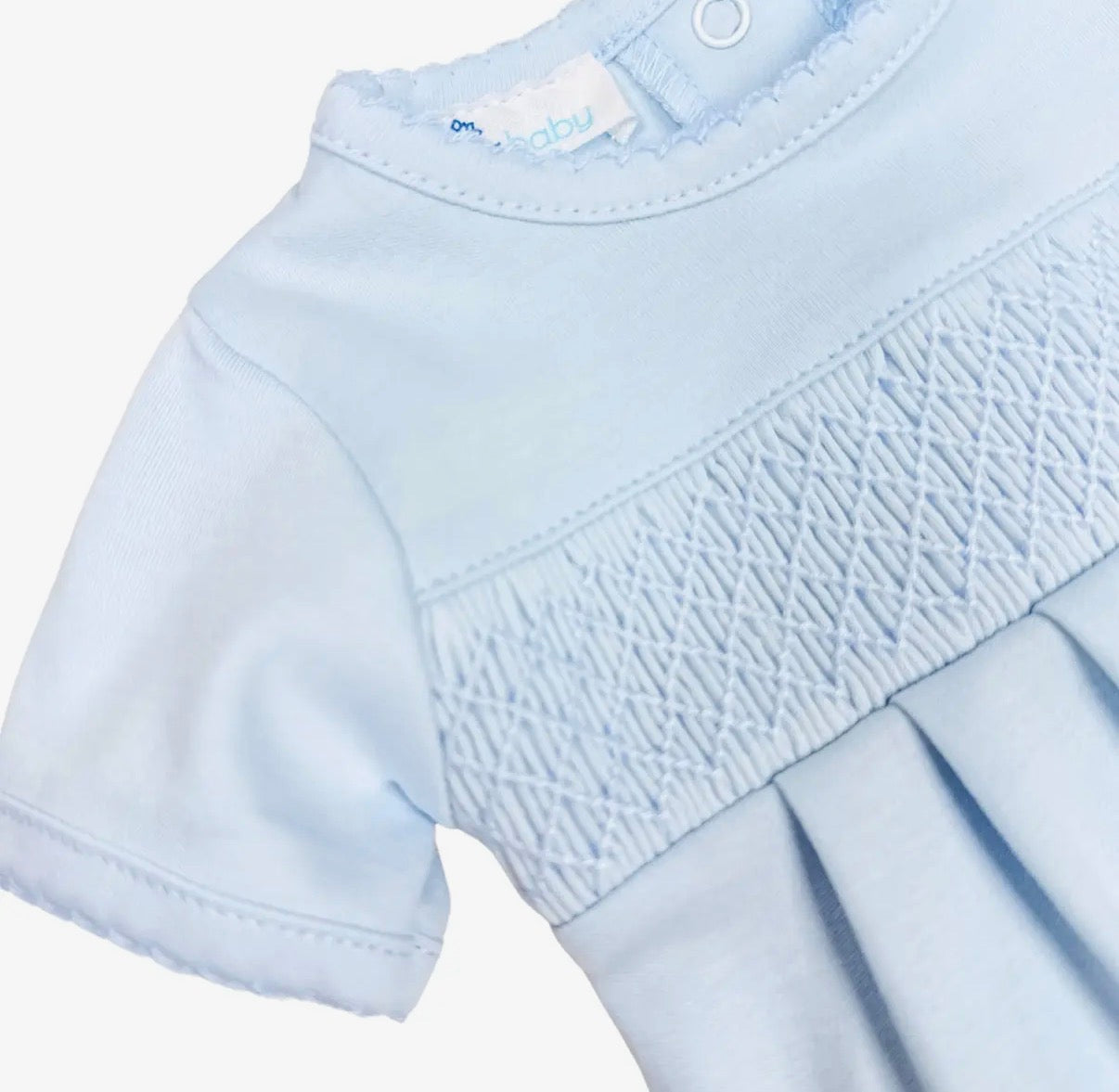 Essentials Solid Blue Smocked Bubble