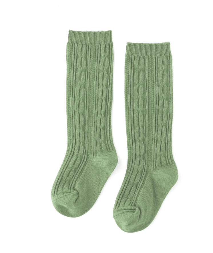 Cable Knit Knee High- Basil