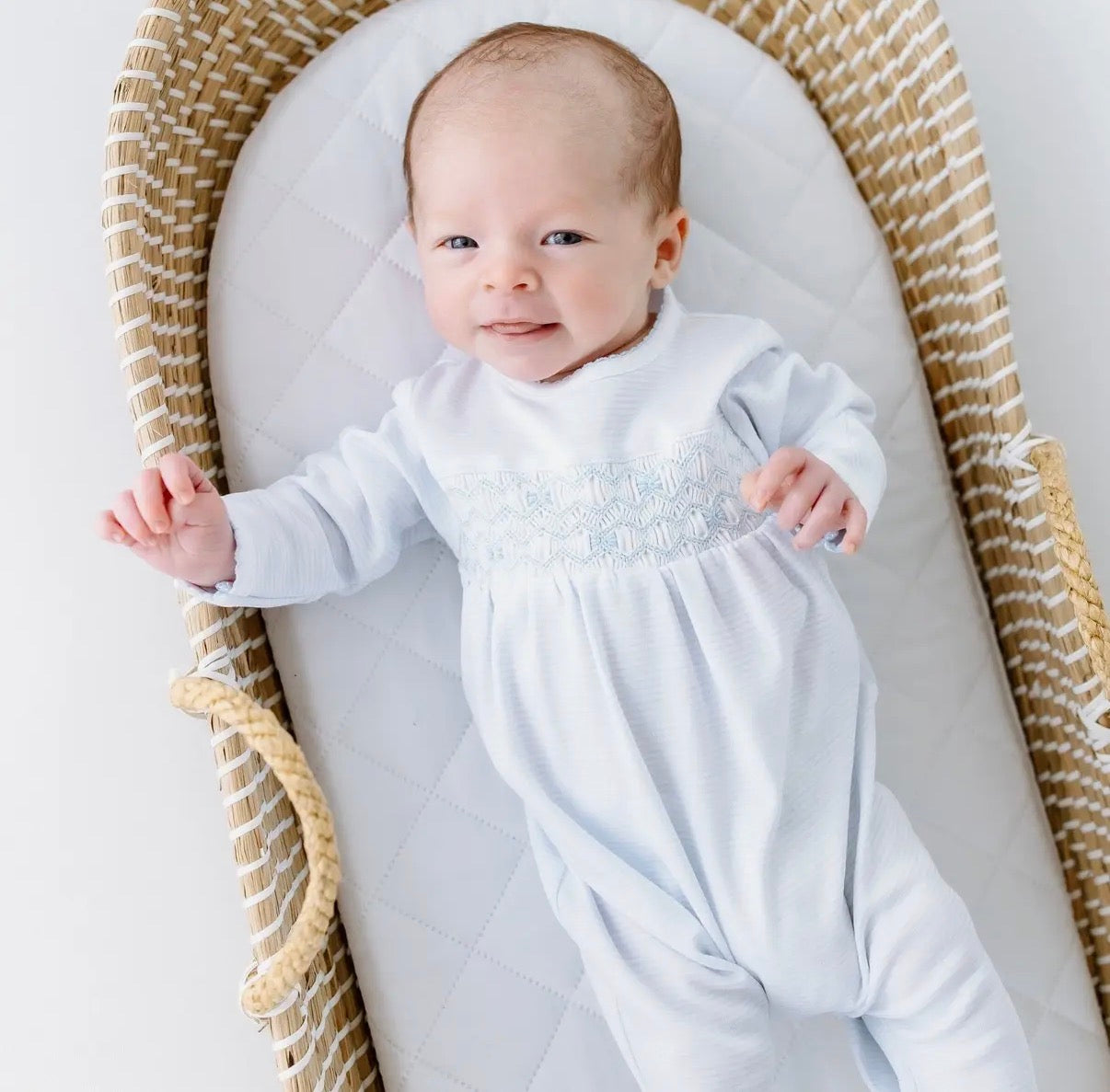 Jacob Light Blue Smocked Footie