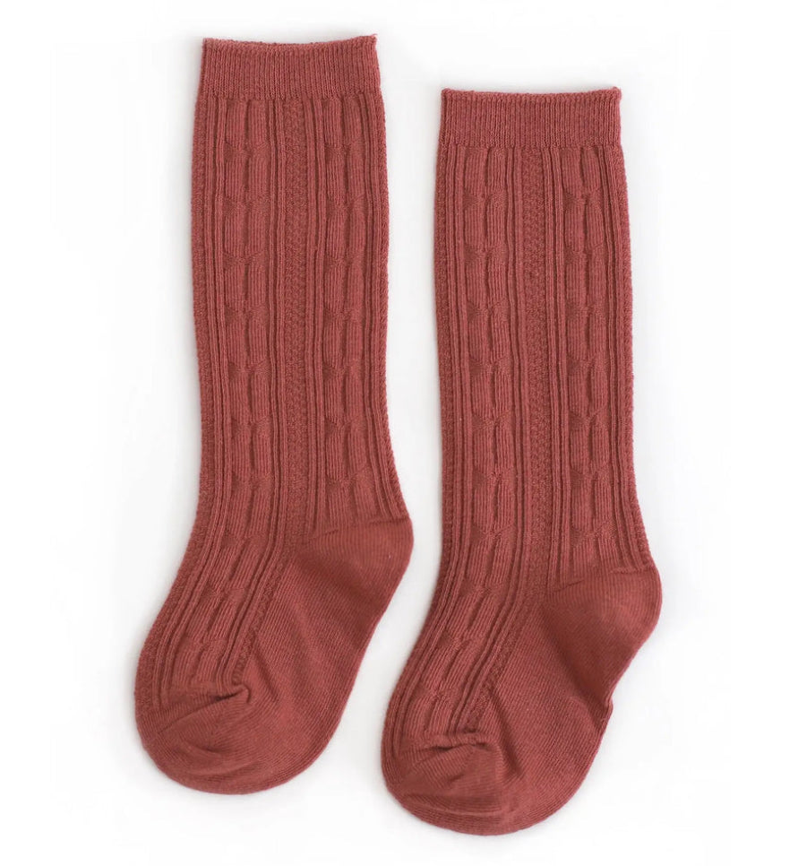 Cable Knit Knee High- Rust