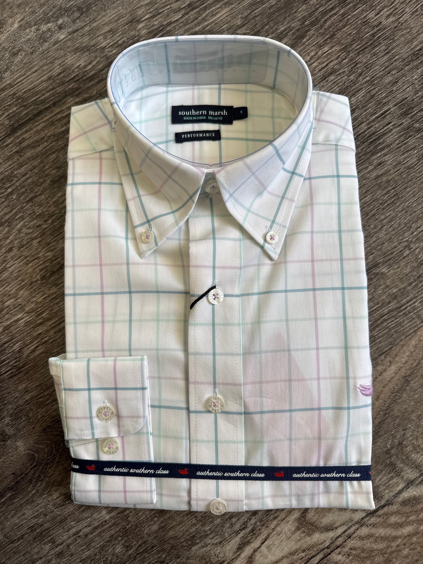 Lockhart Windowpane Performance Dress Shirt- Teal & Mint