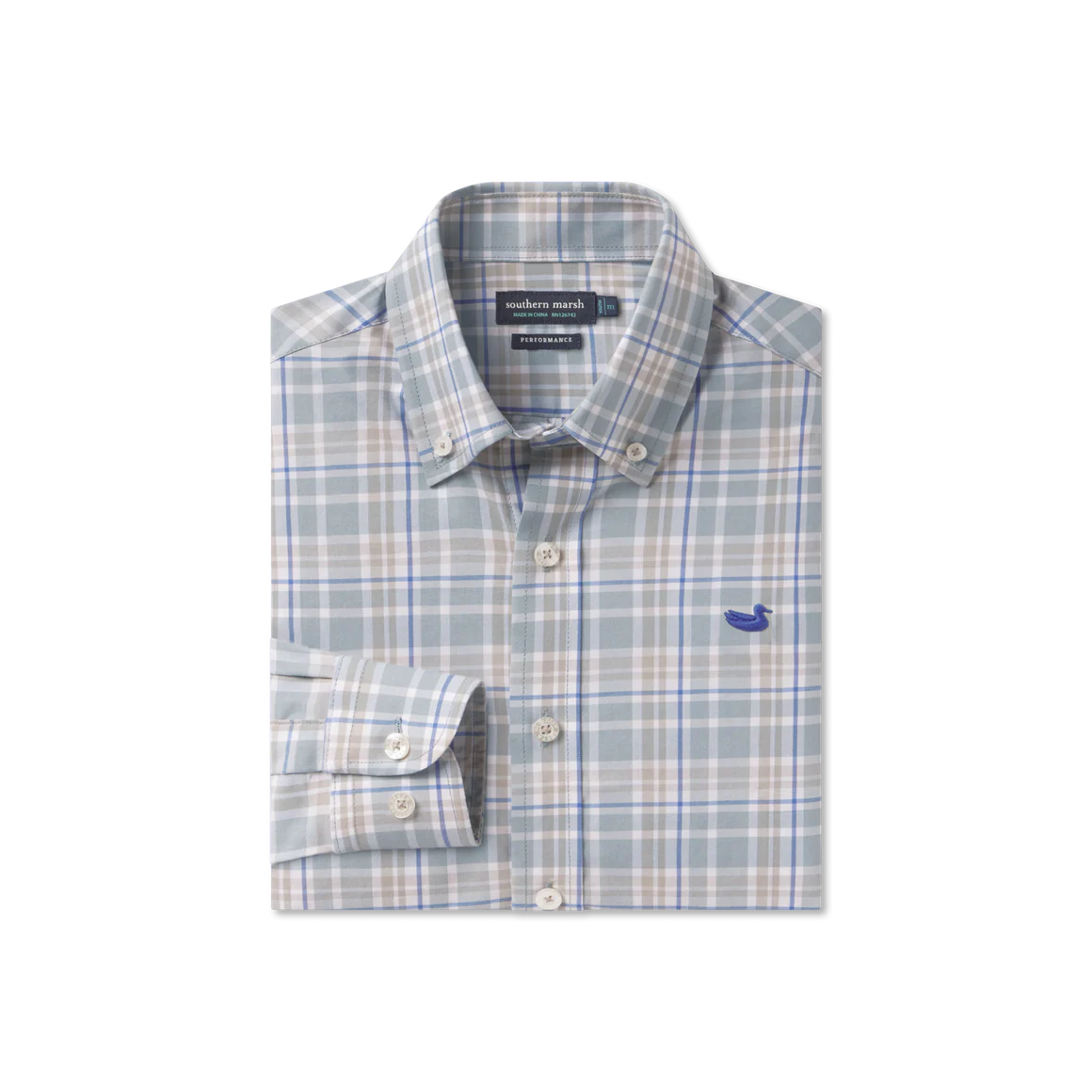 Youth Grainger Performance Plaid Dress Shirt - Sage & Burnt Taupe