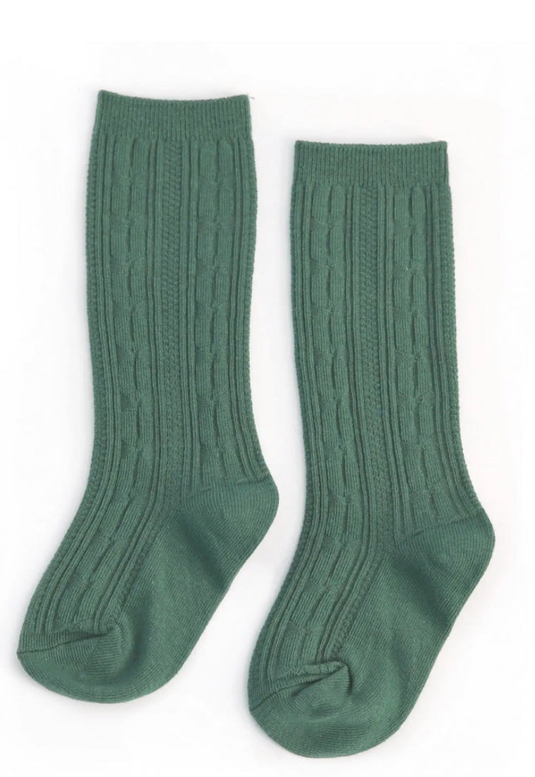 Cable Knit Knee High- Jade