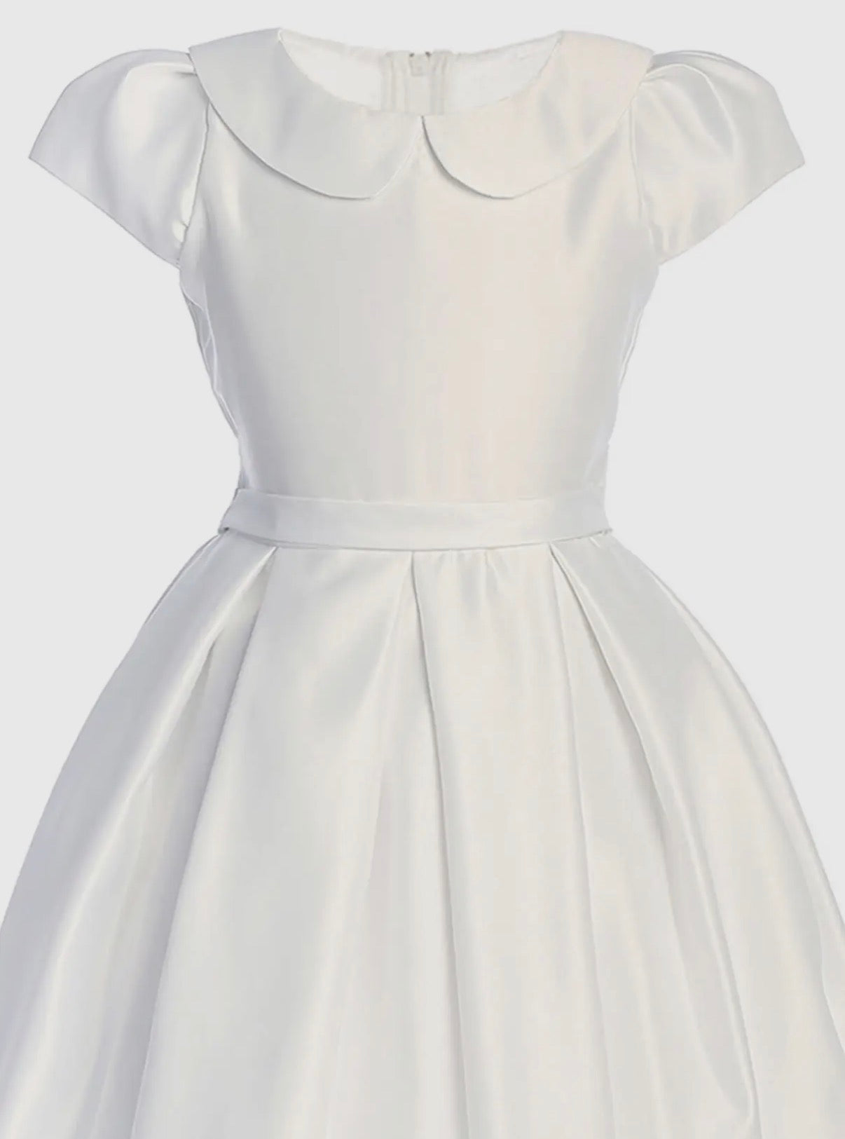 White Satin Pleated Skirt Dress