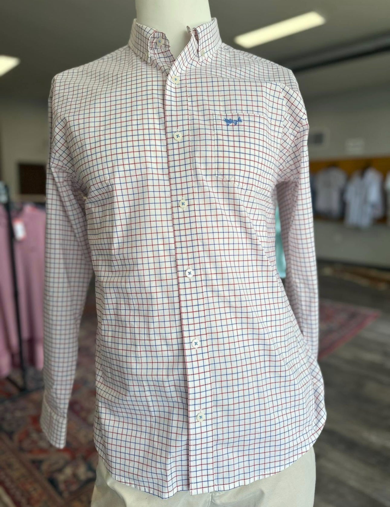 Patriot Checkered Woven Button Down