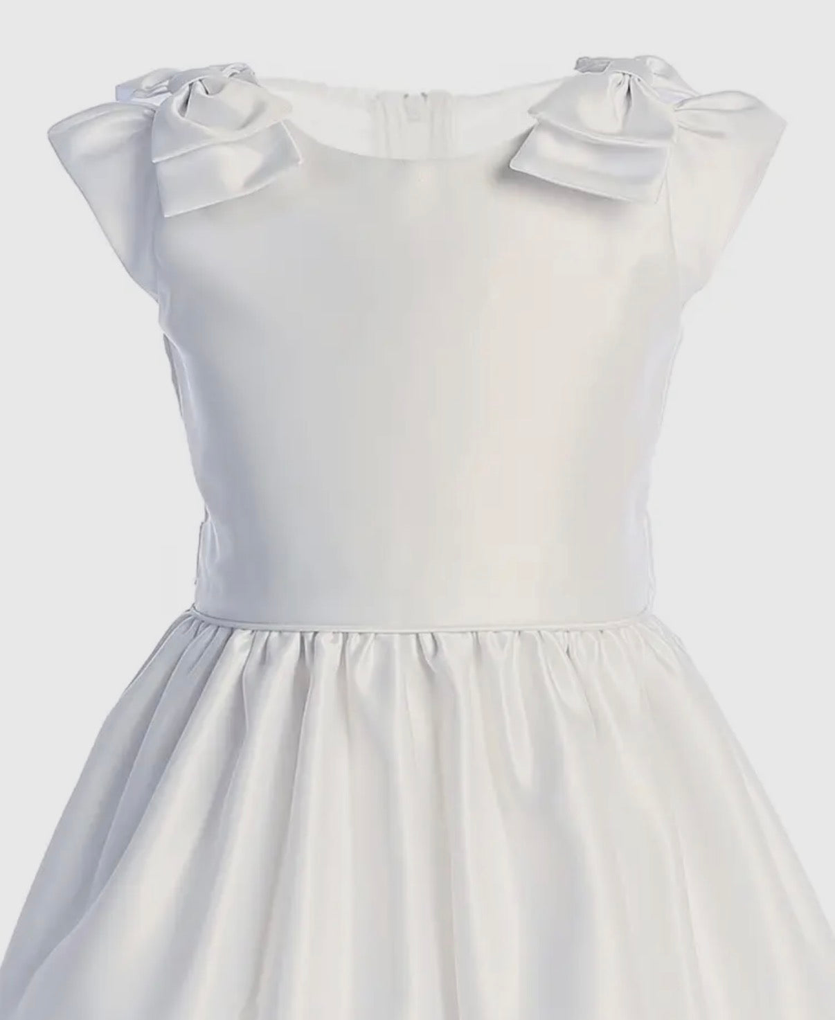 White Satin Double Bows Dress