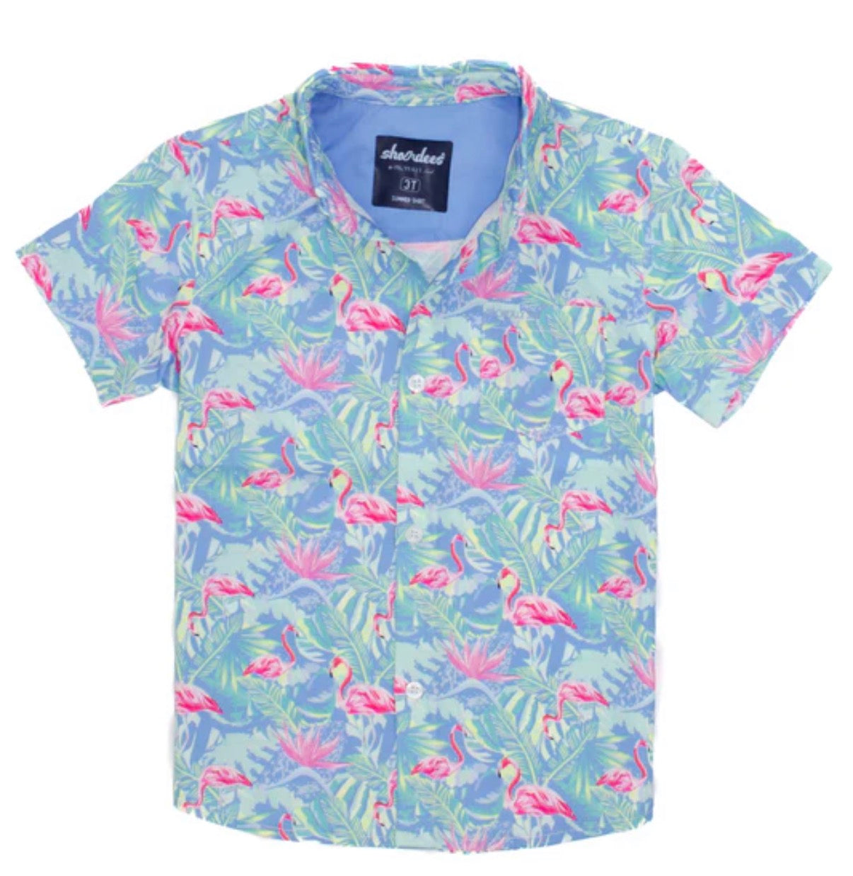 Floral Flamingo Performance Button Up