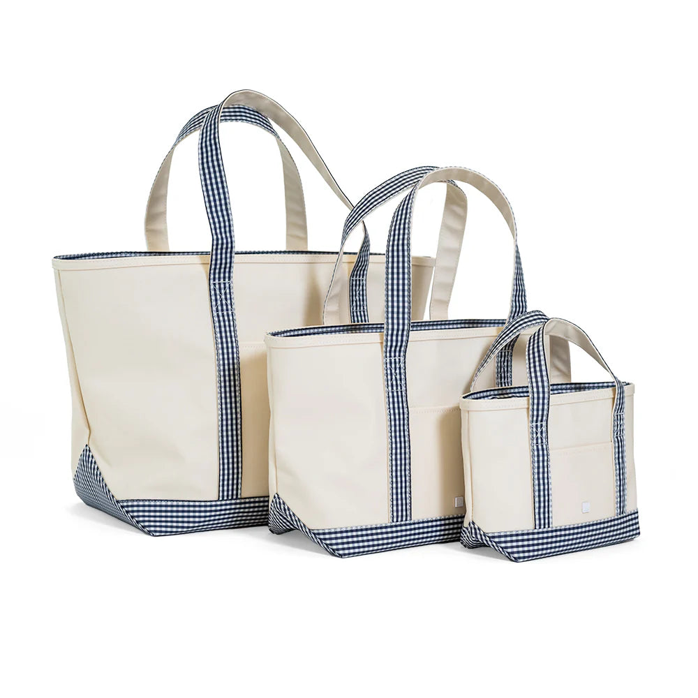 Navy Gingham Maxi Tote