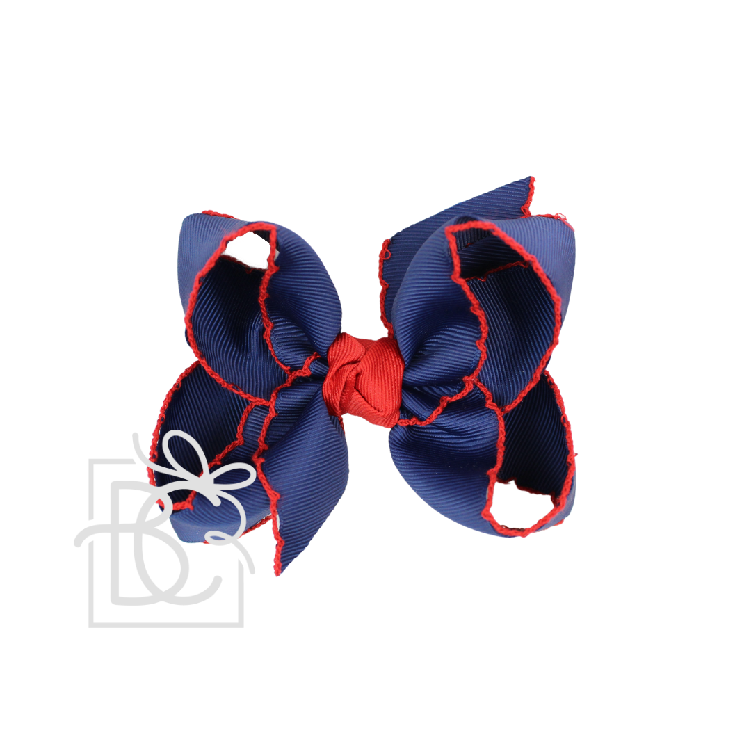 Moon Stitch Bow- Navy/Red