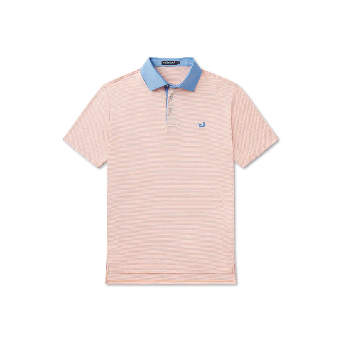 Bermuda Performance Polo-Hampton Stripe Peach & White