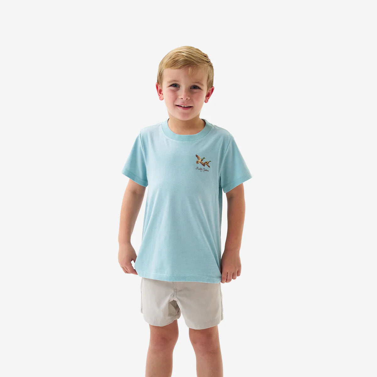 Youth Flying Mallards Tee- Heather Sky Blue