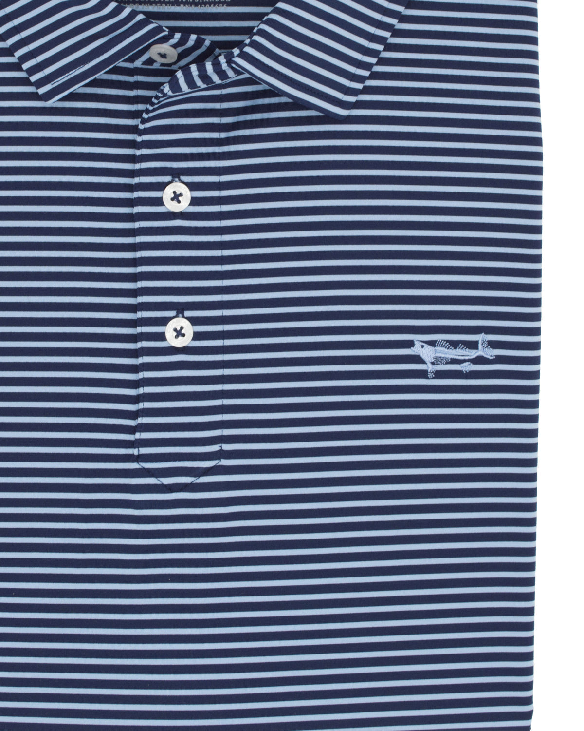 Bay Blue Striped Performance Polo