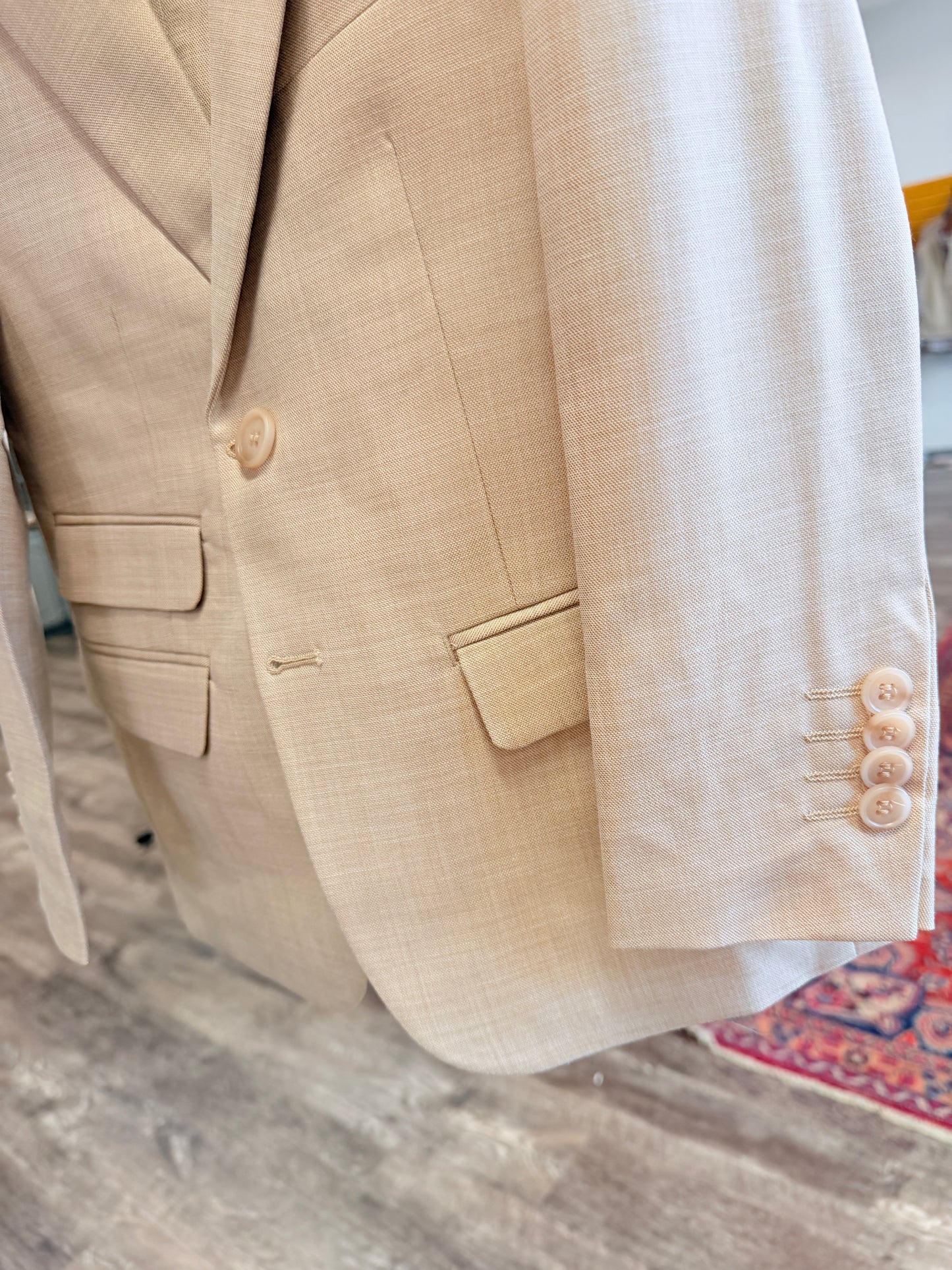 BOY'S SAND CHAMBRAY TEXTURED SUIT