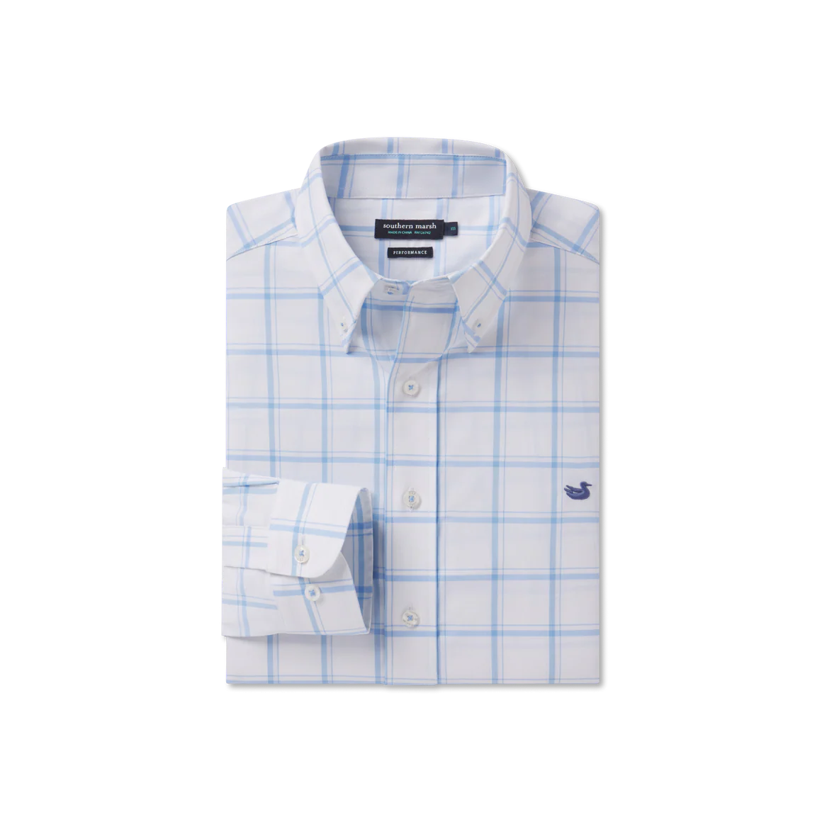 Odessa Performance Dress Shirt- Wh & Light Blue