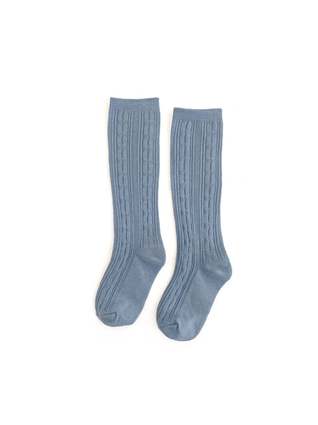 Cable Knit Knee High- LT Steel Blue