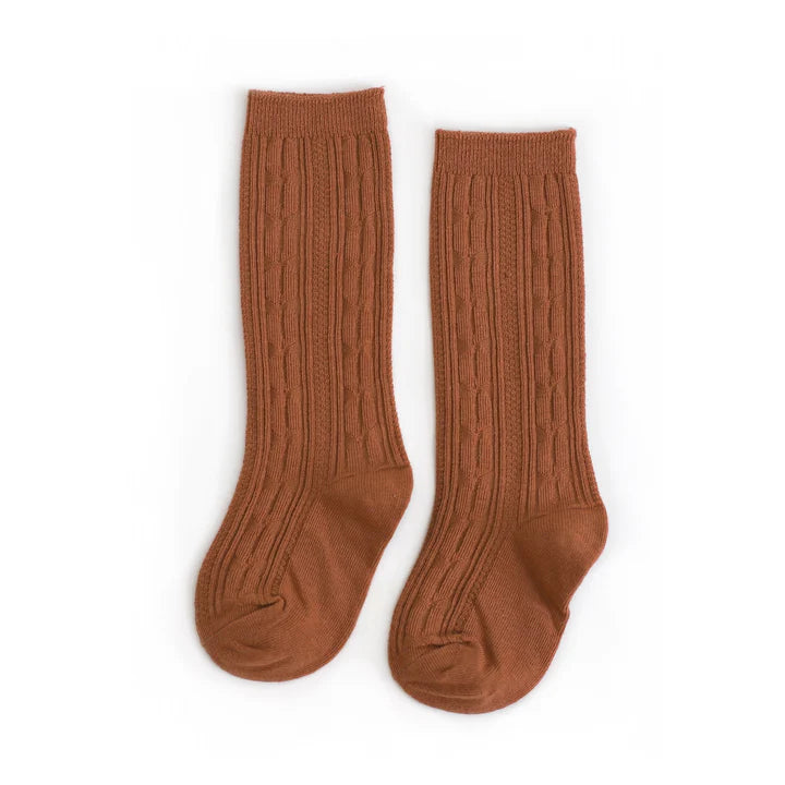 Cable Knit Knee High- Sugar Almond