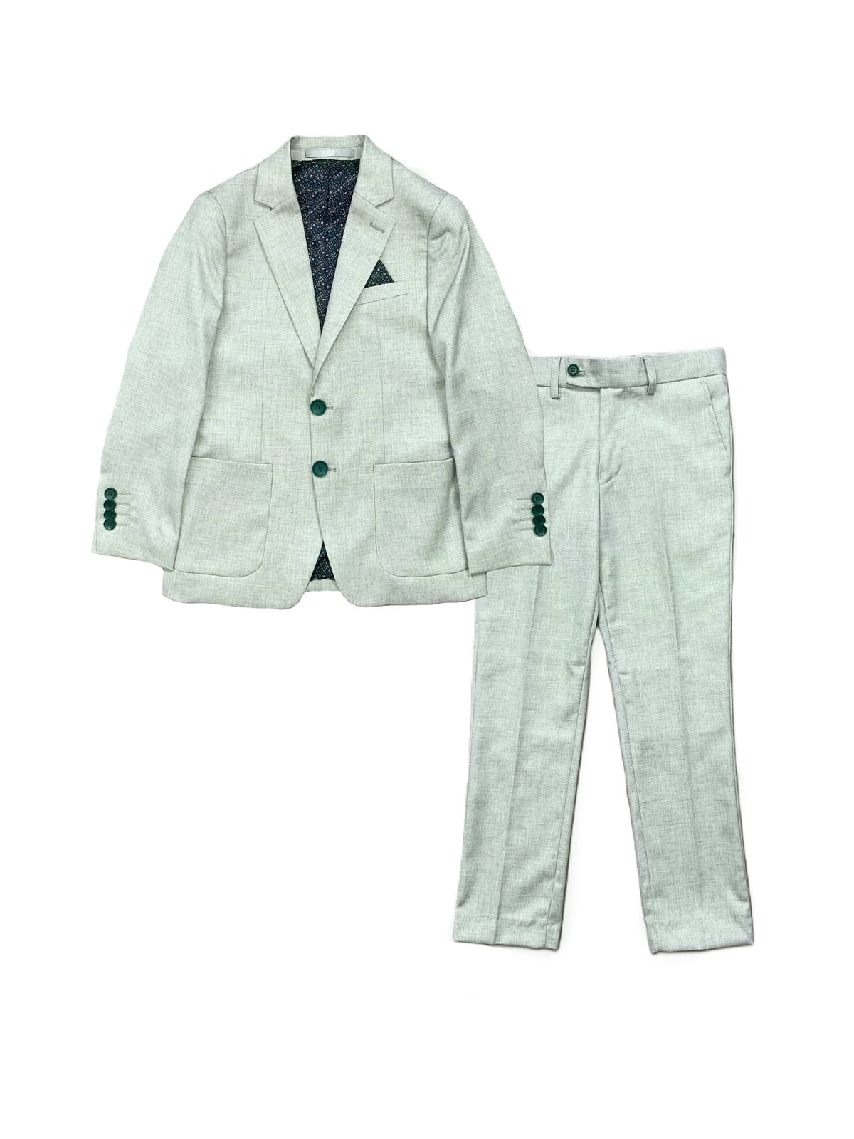 Boy's Sage Green Textured Slim Fit Suit