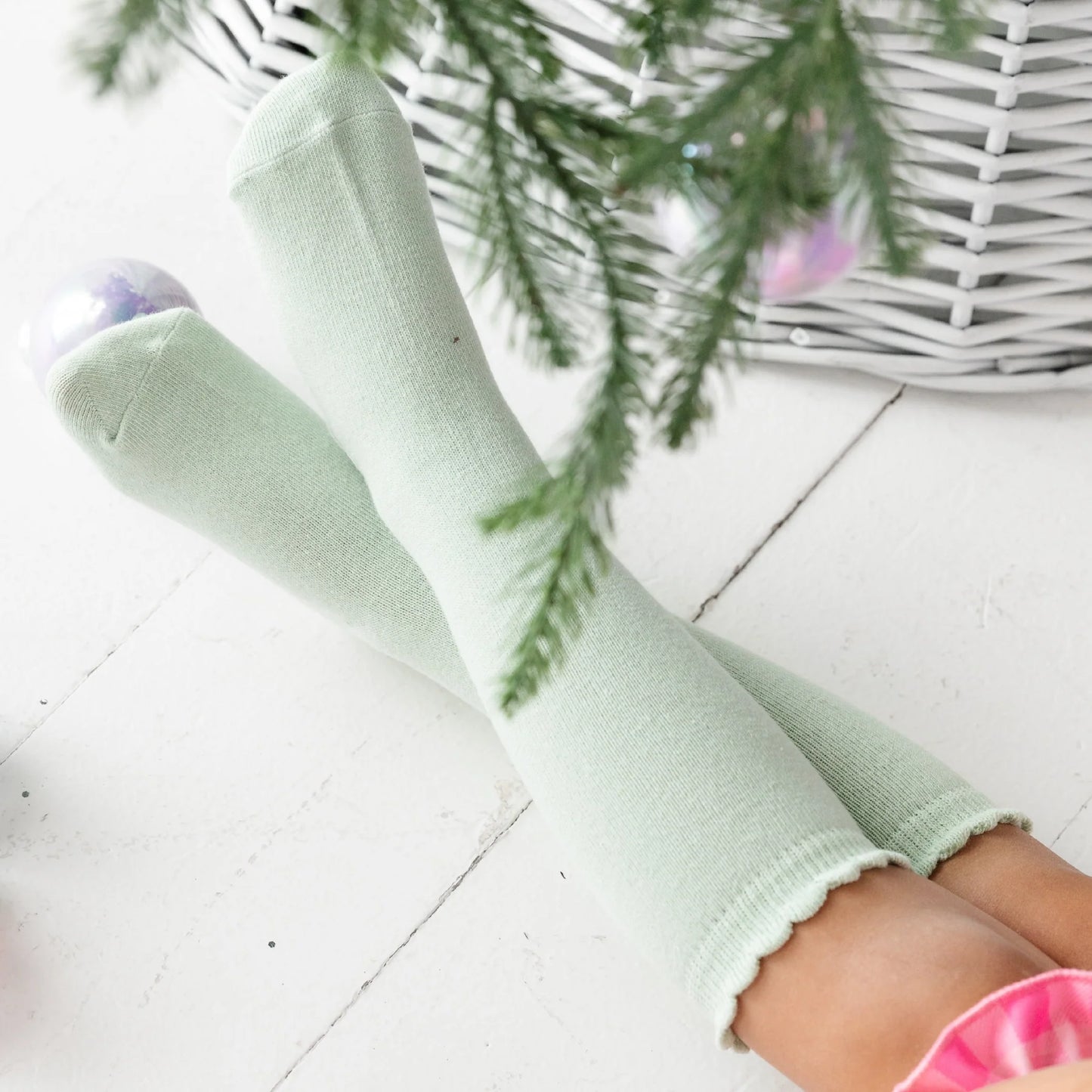 Scalloped Knee High- Mint