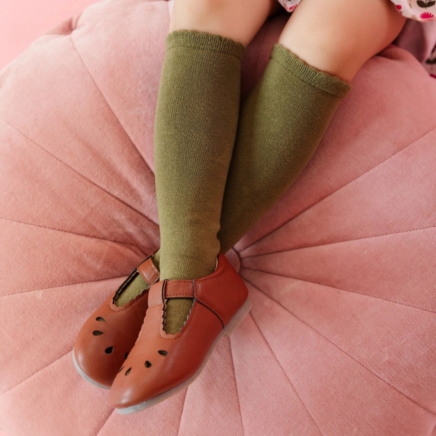 Scalloped Knee High- Olive
