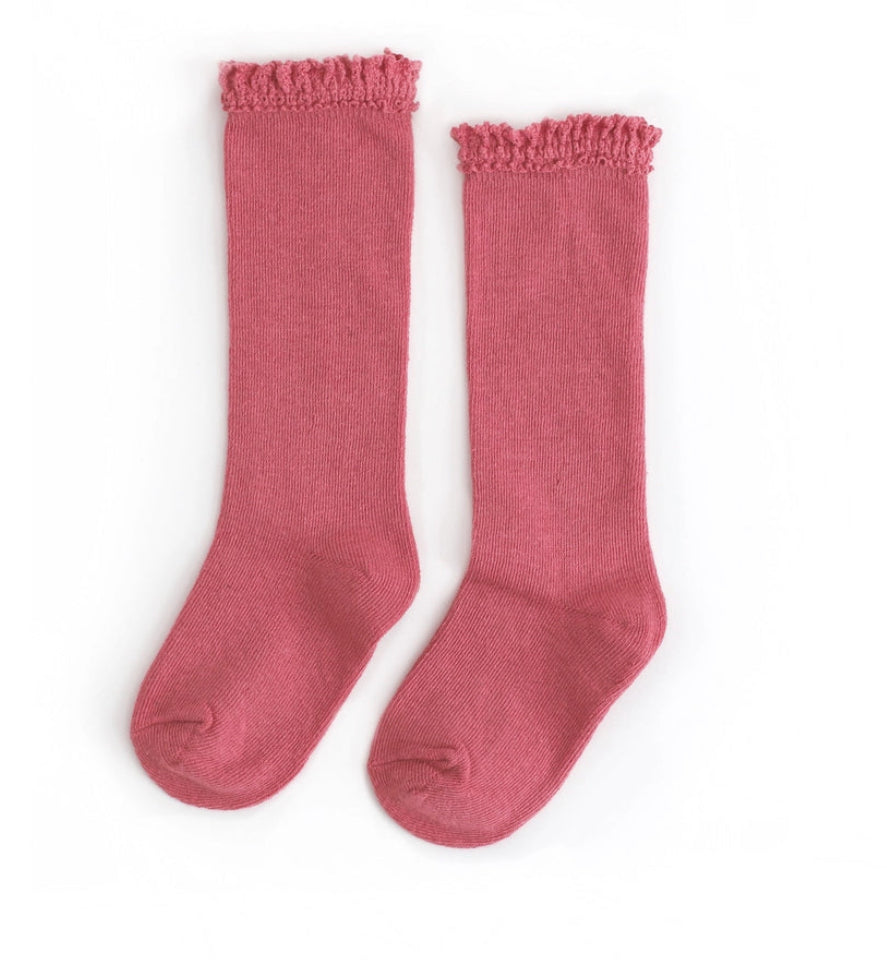 Lace Top Knee High- Strawberry