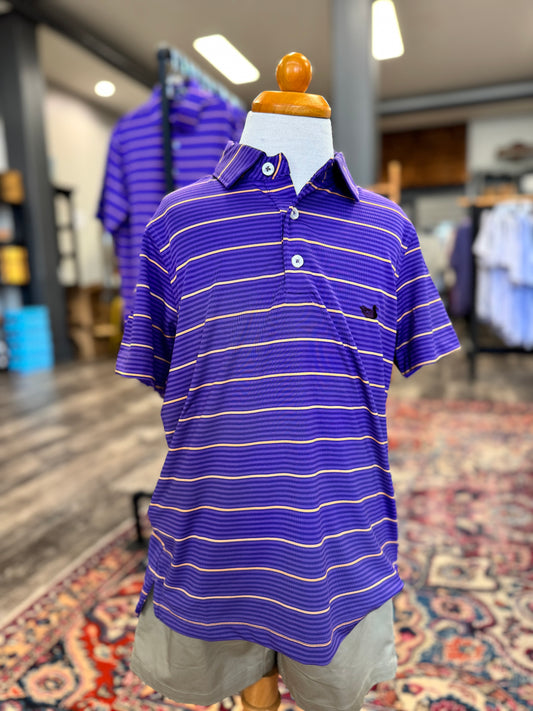 Youth GridIron Performance Polo- Purple/Yellow