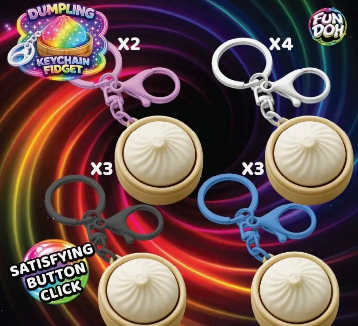 Fun Doh Light-up Click Fidget Keychain