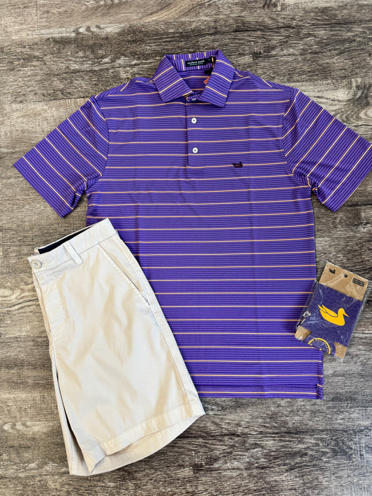 GridIron Performance Polo- Purple/Yellow