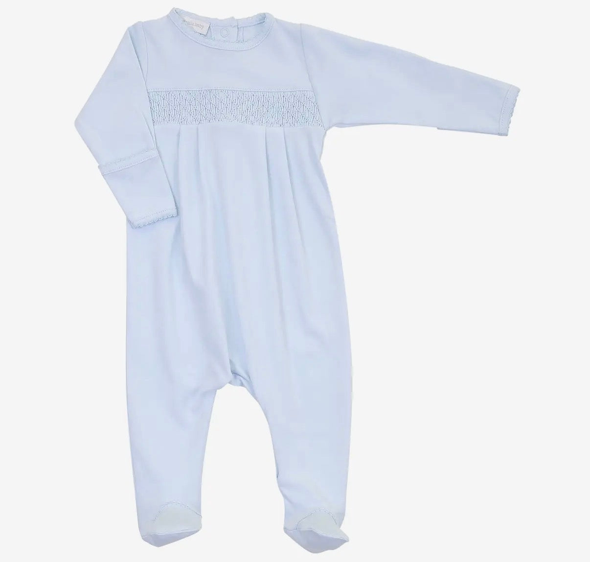 Essentials Solid Blue Smocked Footie