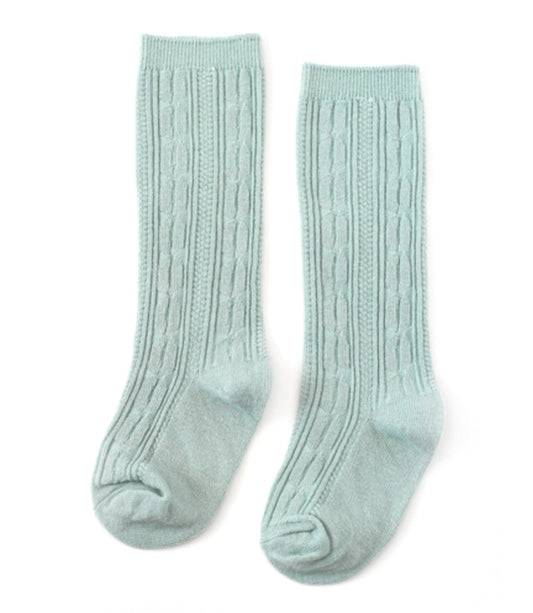 Cable Knit Knee High- Mist
