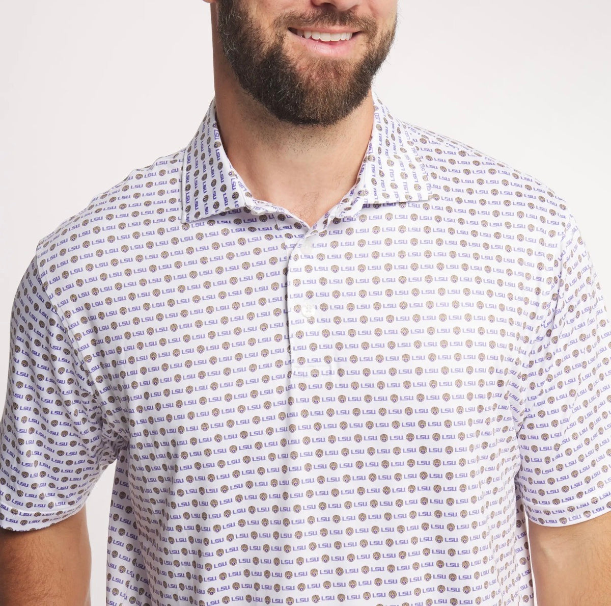 LSU Collegiate Performance Polo- White