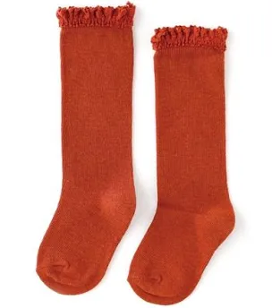 Lace Top Knee High- Persimmon