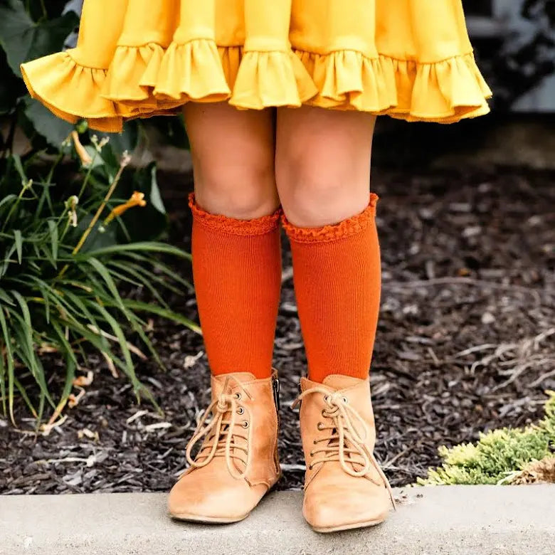 Lace Top Knee High- Persimmon