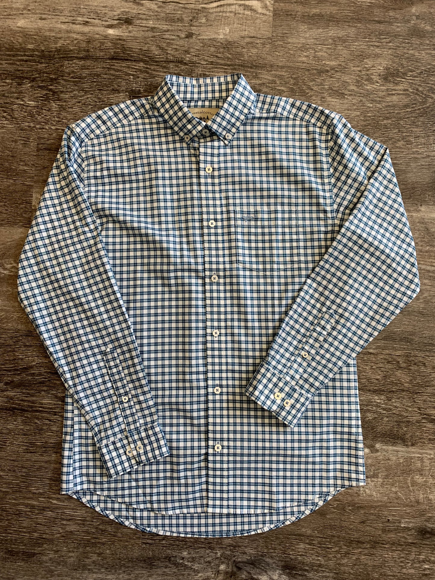 Marine Blue Stretch Woven Sport Shirt