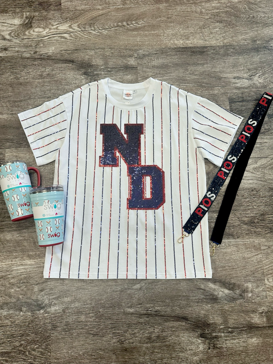 ND Sequin Stripe Custom Tee