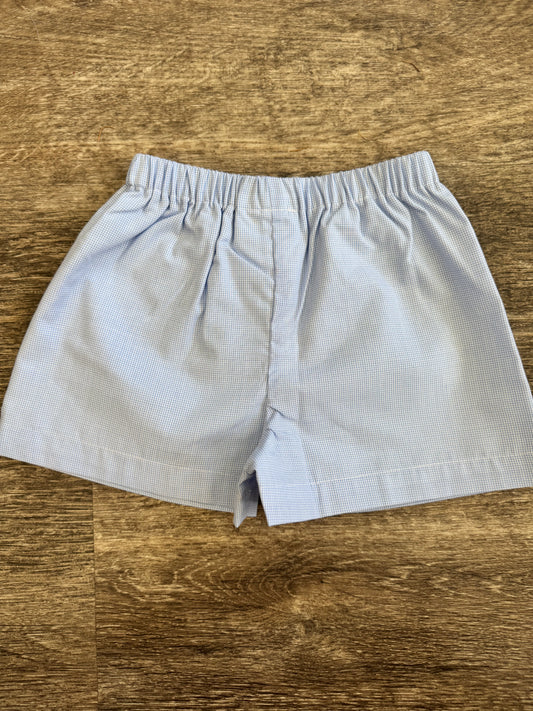 Bennett Boy Short-Light Blue Micro Gingham