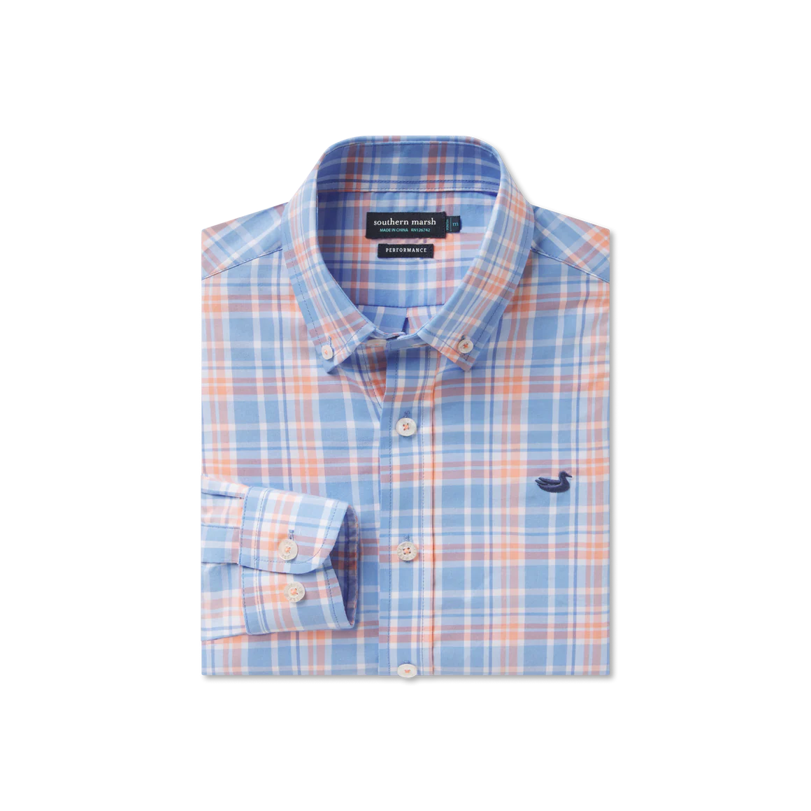 Youth Grainger Performance Dress Shirt - French Blue & Peach