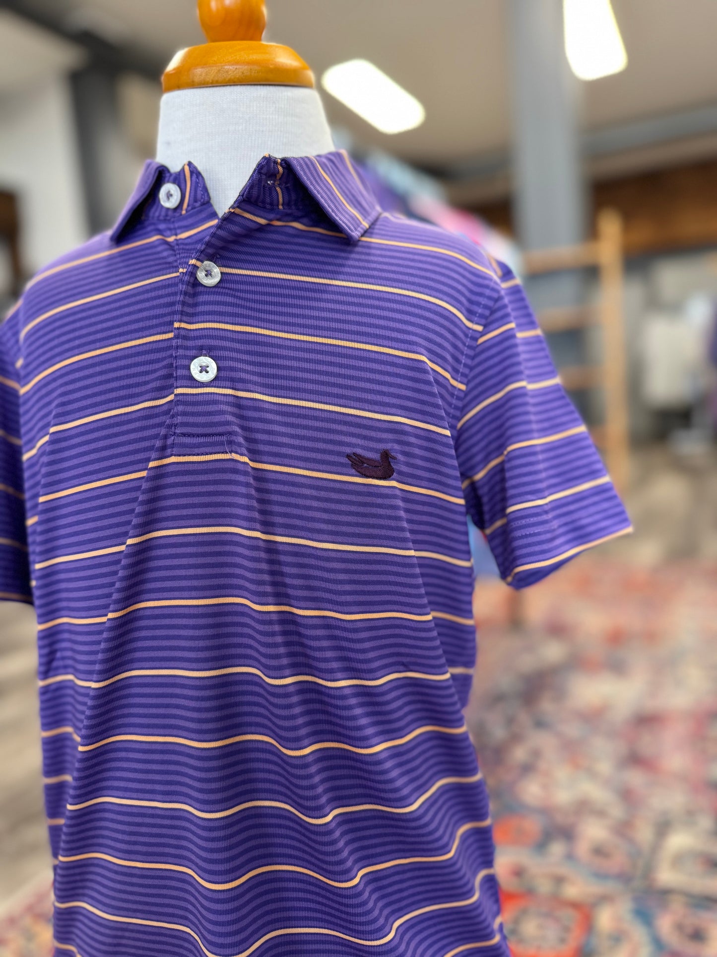 Youth GridIron Performance Polo- Purple/Yellow