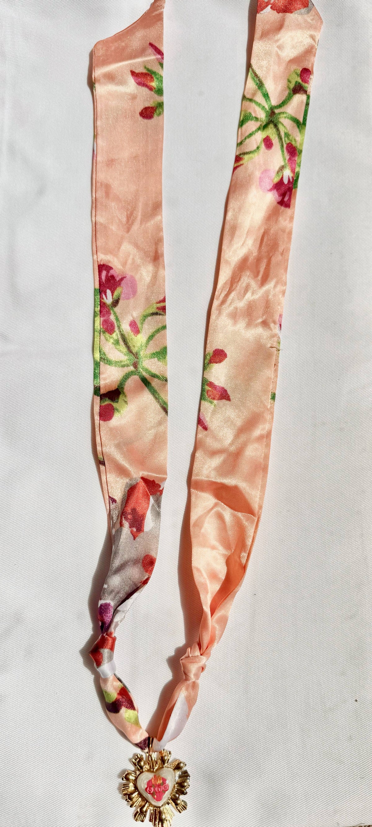 Immaculate Heart of Mary Floral Scarf Necklace