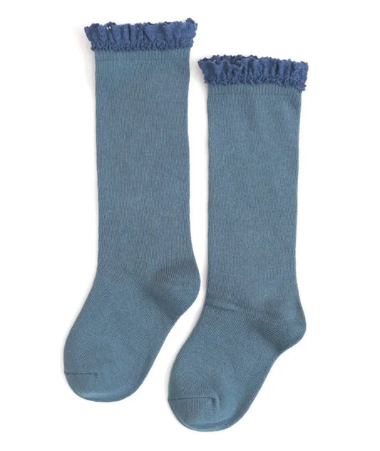 Lace Top Knee High- Denim