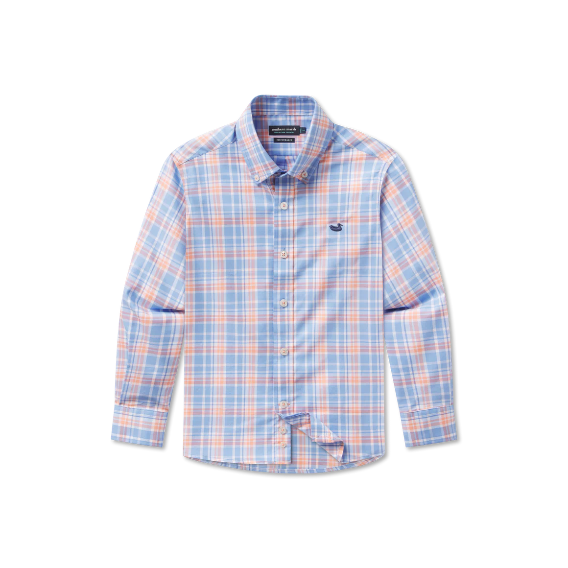 Youth Grainger Performance Dress Shirt - French Blue & Peach