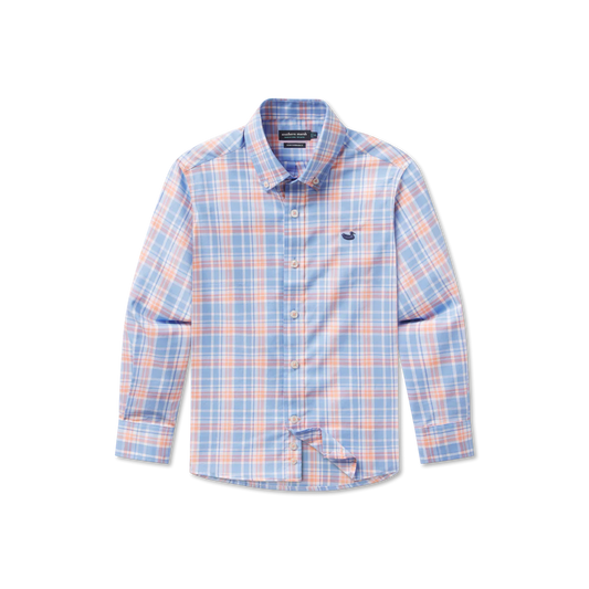Youth Grainger Performance Dress Shirt - French Blue & Peach