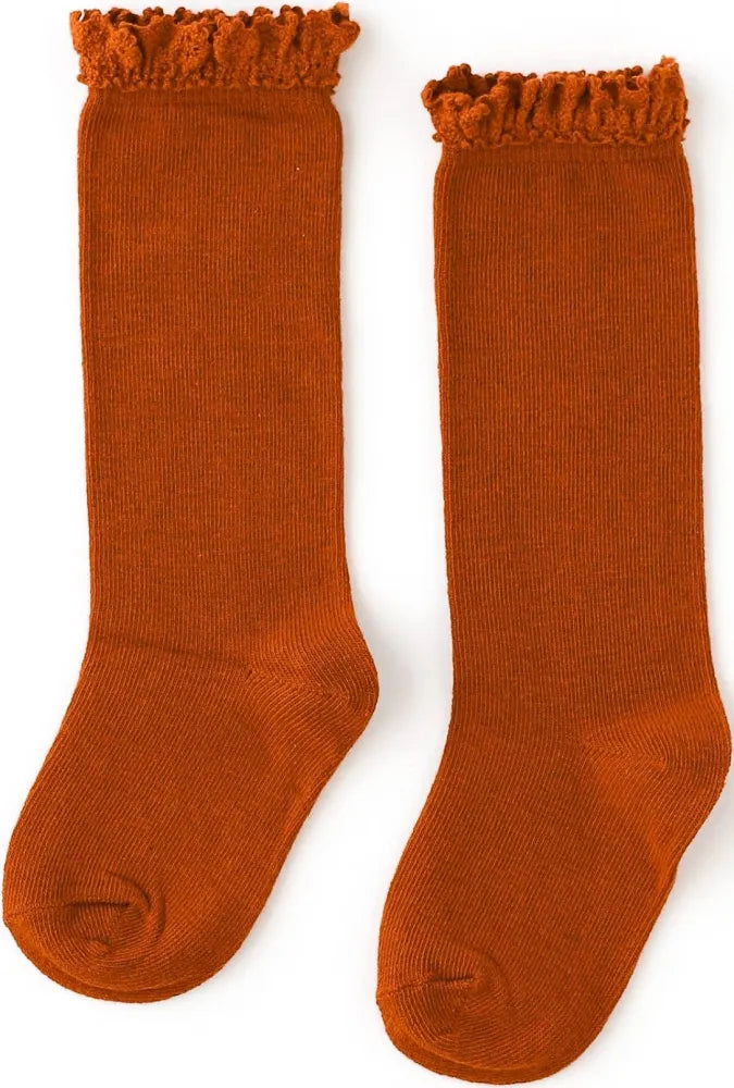 Lace Top Knee High- Pumpkin