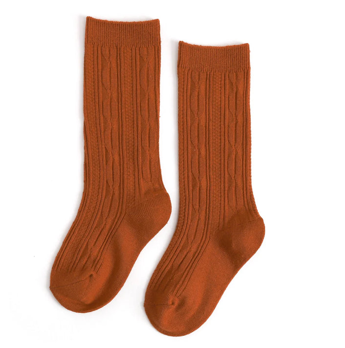 Cable Knit Knee High- Pumpkin