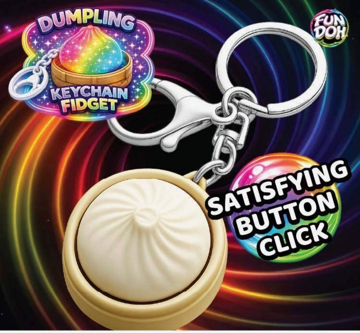 Fun Doh Light-up Click Fidget Keychain