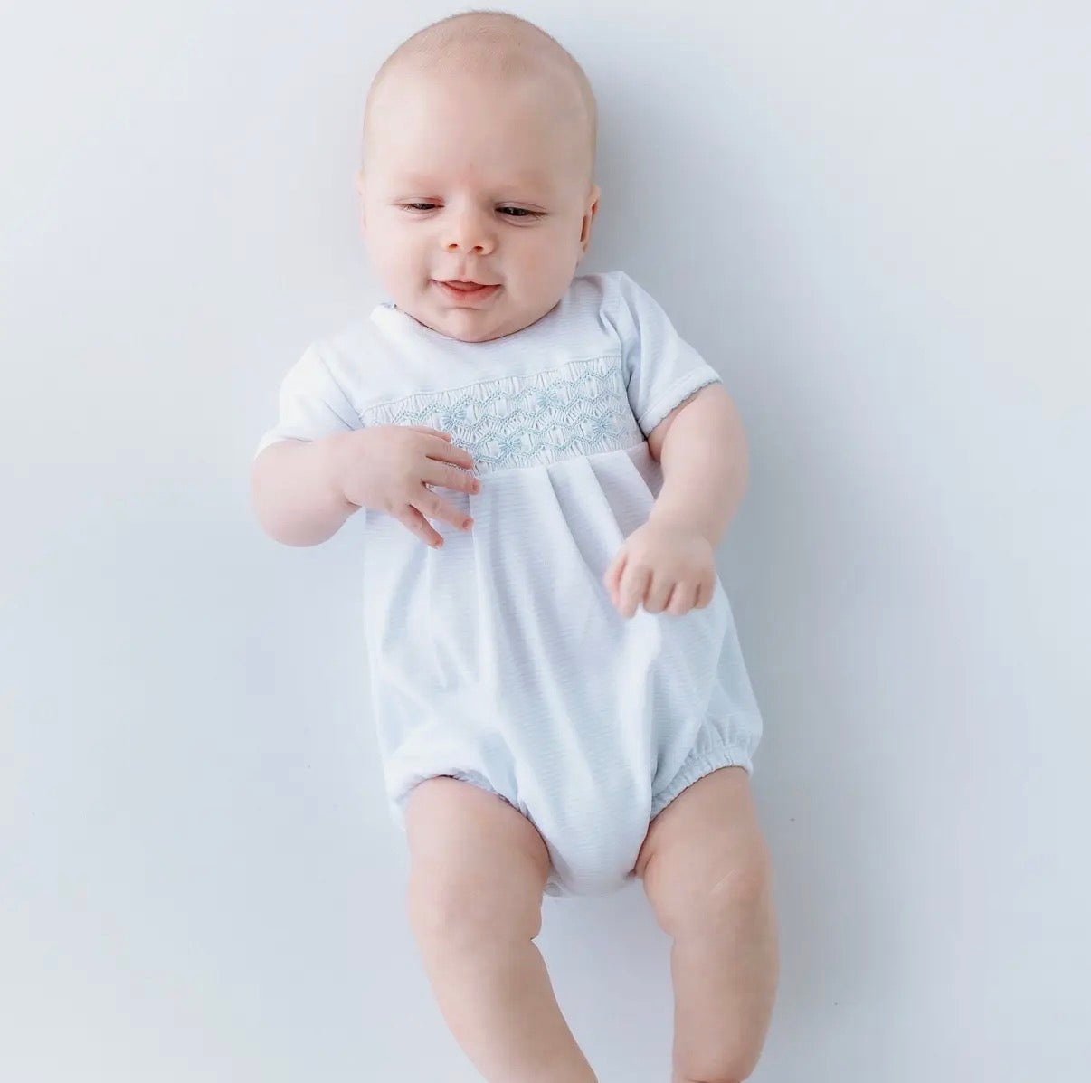 Jacob Light Blue Smocked Bubble