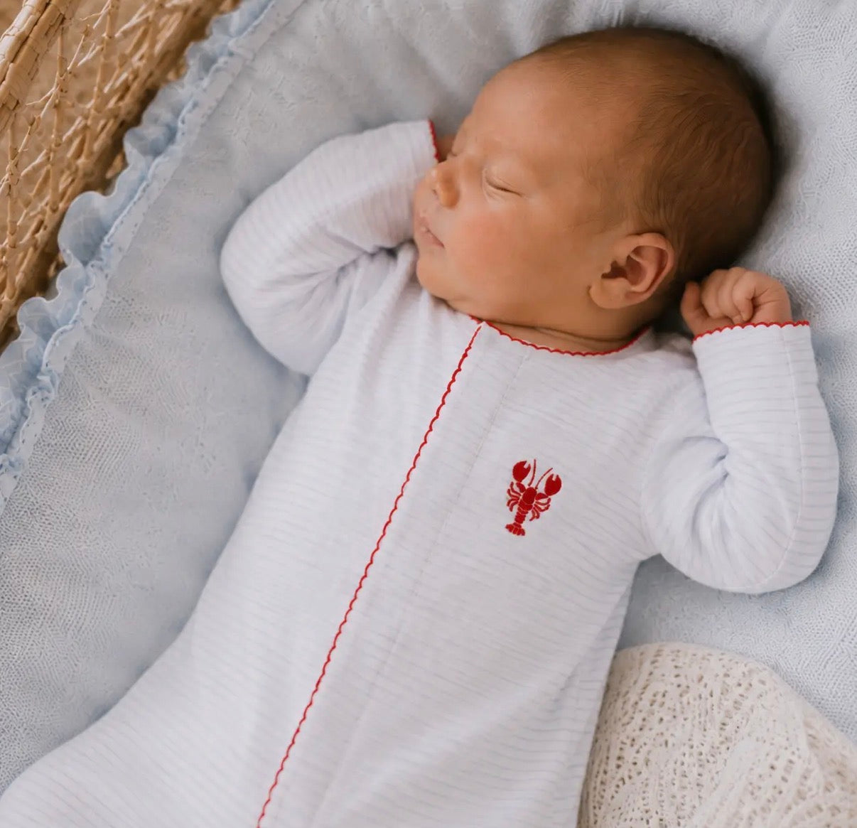 Crawfish Hand Embroidered Footie
