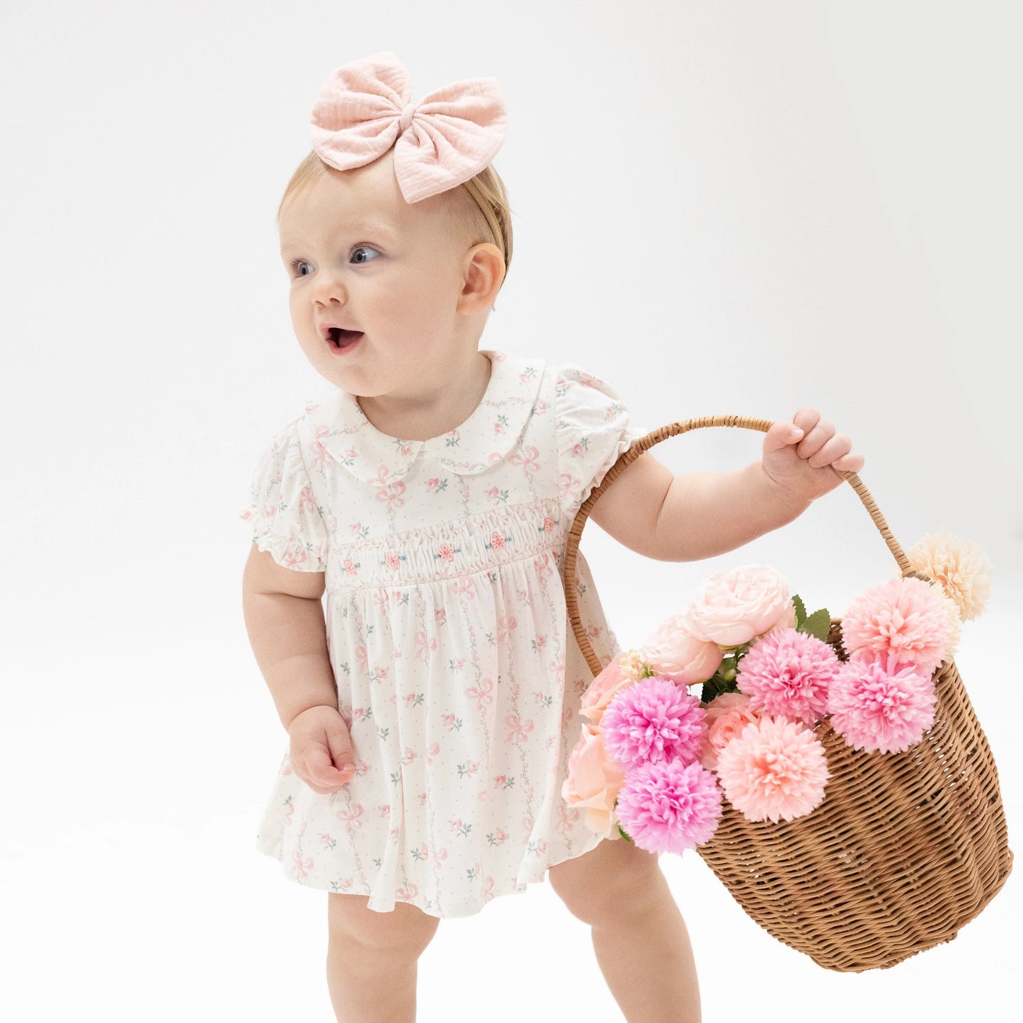 Dainty Buds & Bows Smocked Dress