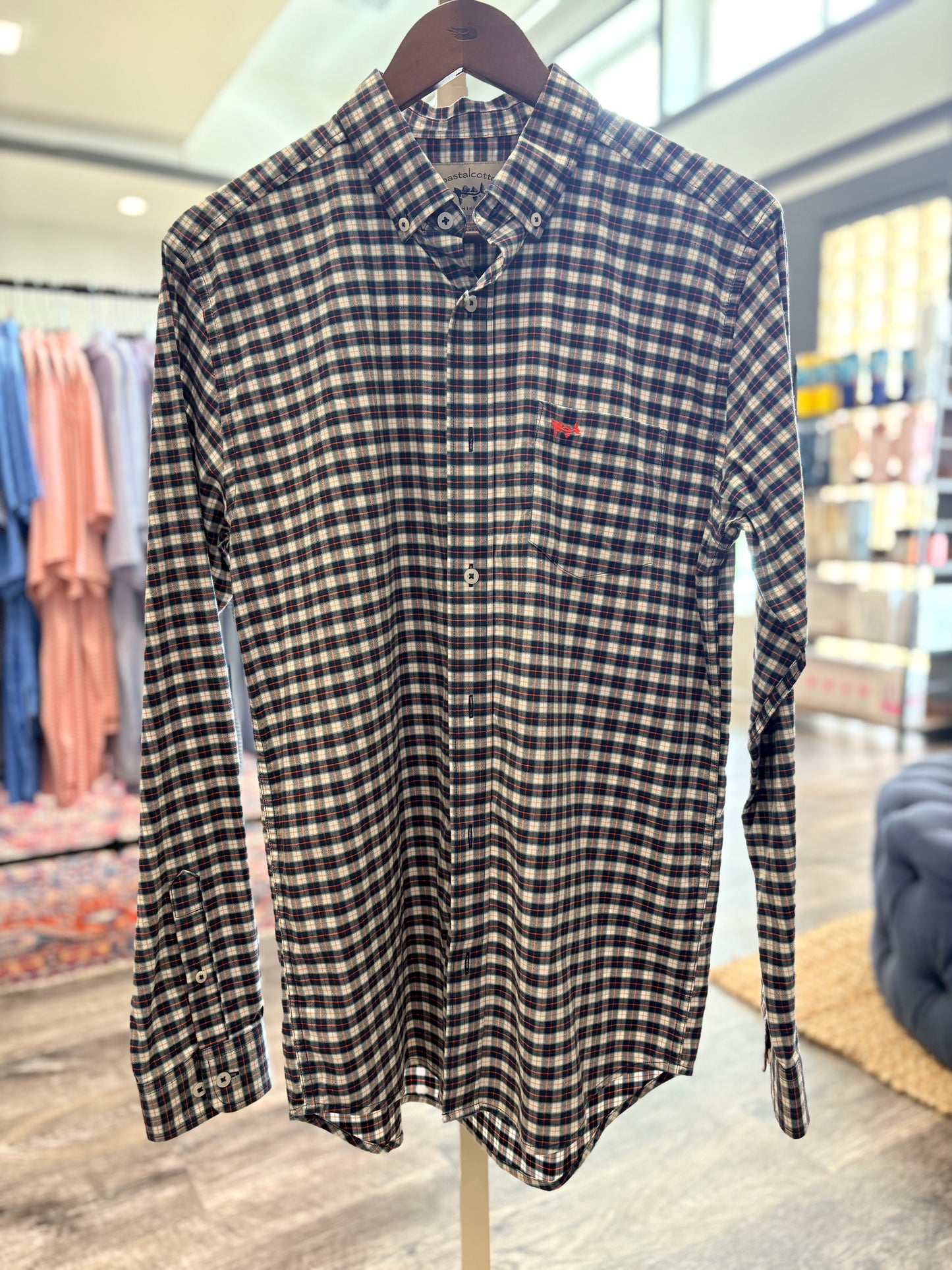 Tartan Plaid Button Down - Navy & Red